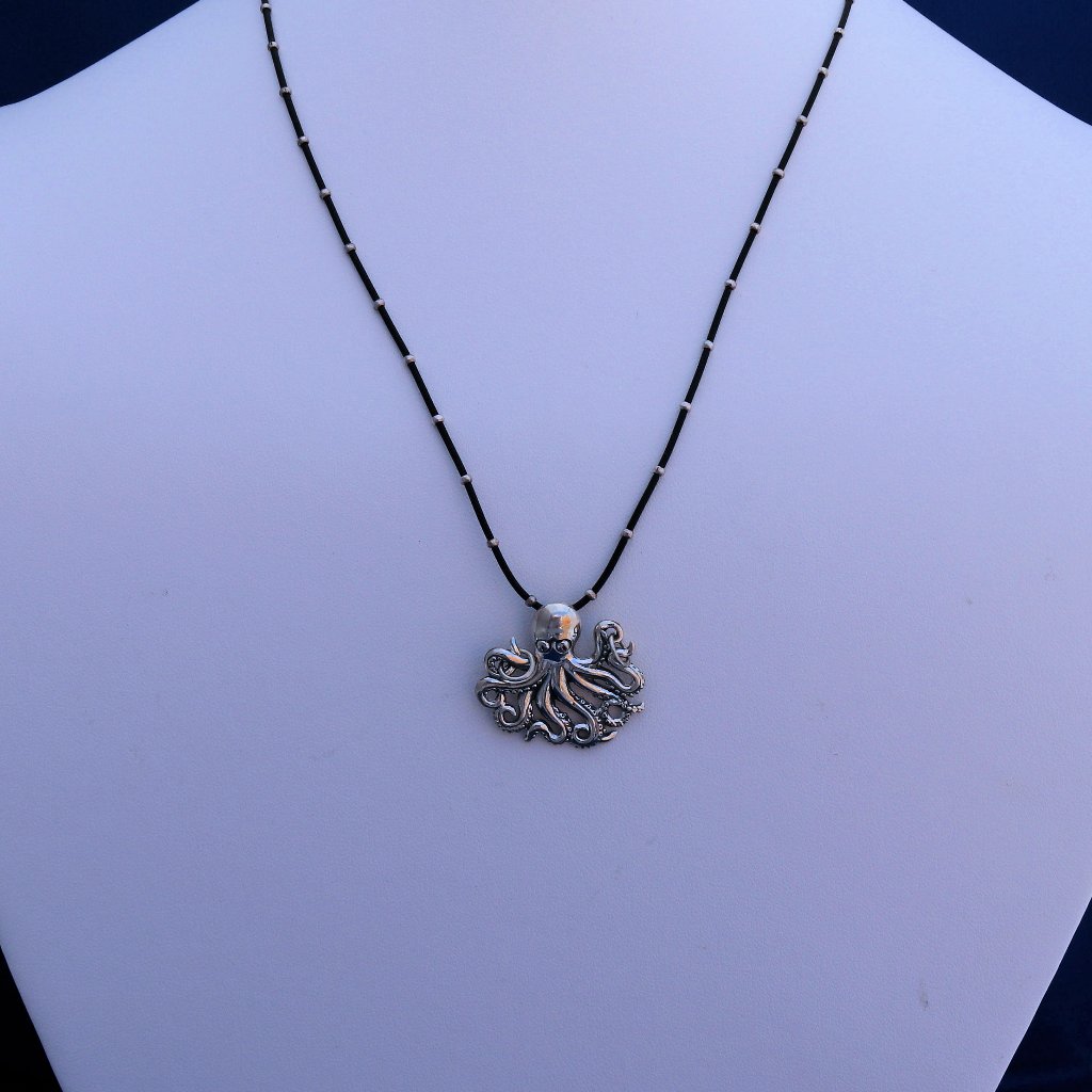 Adorable Sterling Silver Octopus Pendant Necklace